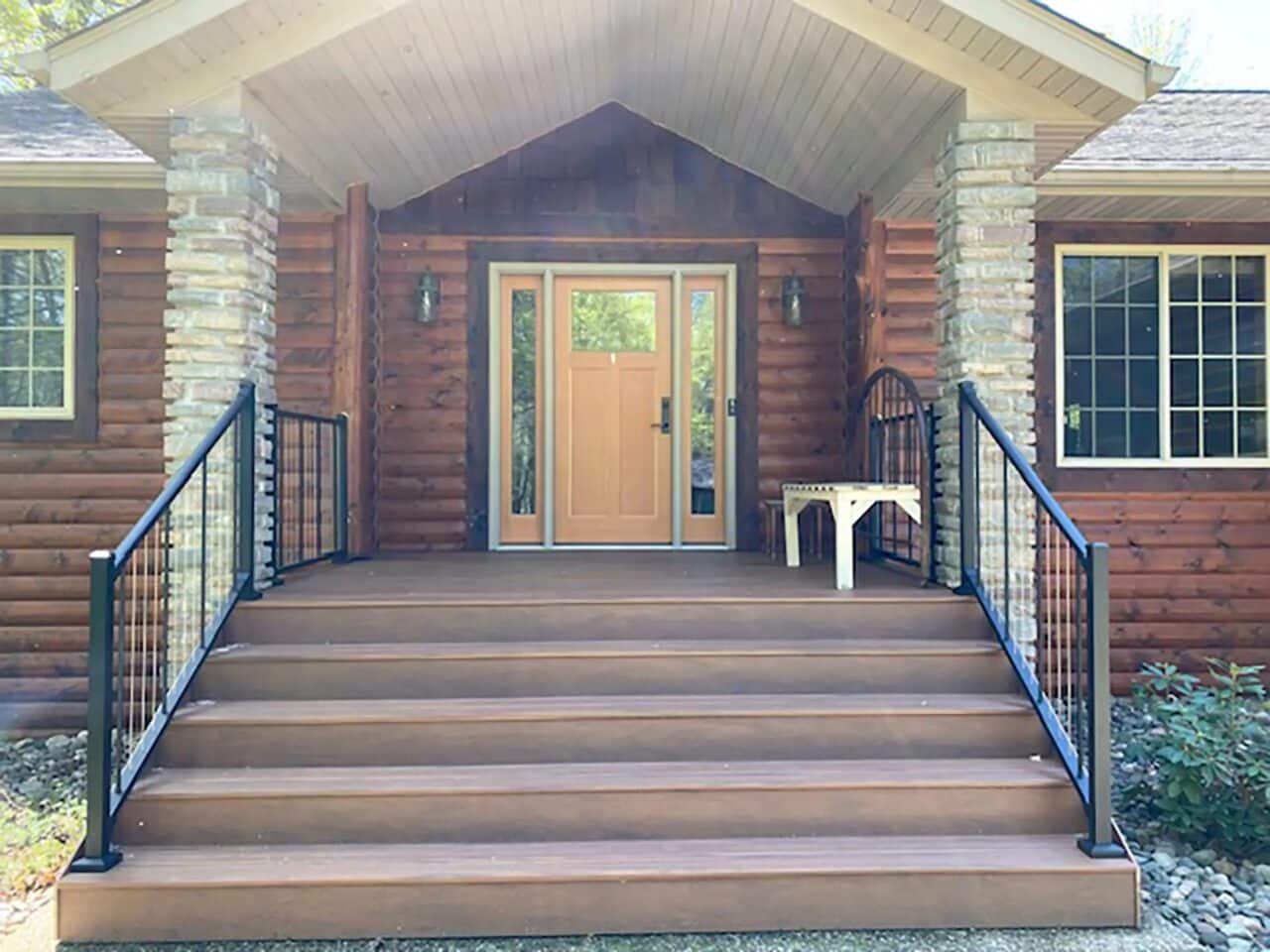 Front deck renovation project with armadillo composite decking in Crosslakes mn